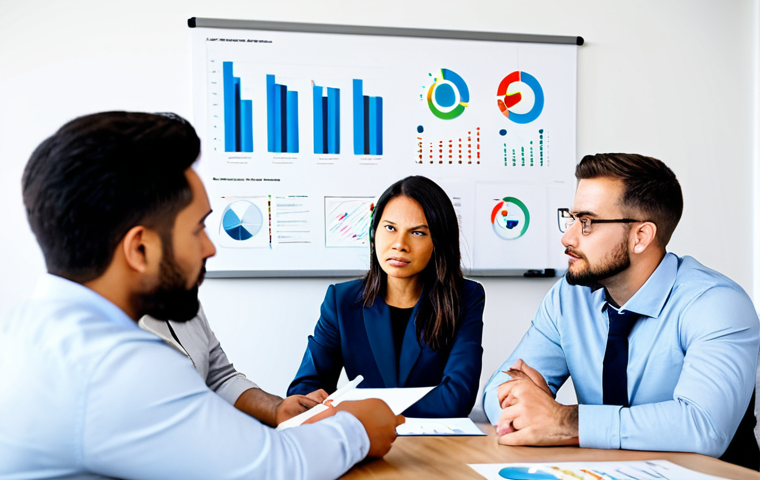 닌자고 닌자들 간의 팀워크 비결 - "A diverse team collaboratively strategizing around a table in a modern, brightly lit office. They a...