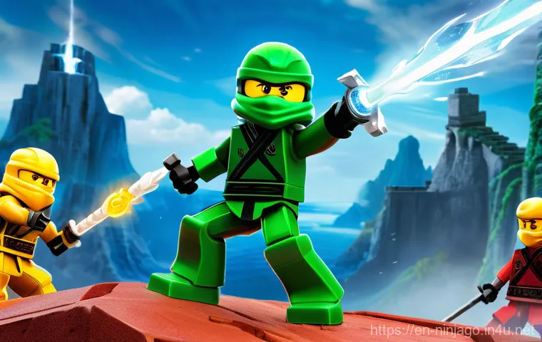 닌자고 캐릭터 이름 정리 - **Dynamic Ninjago Team in Action:** A vibrant, action-packed illustration featuring the six core Nin...