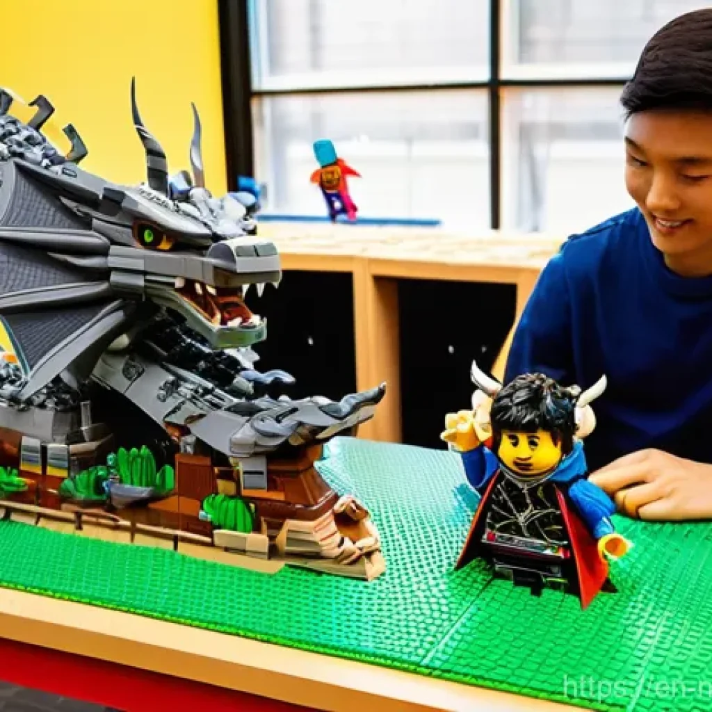 닌자고 레고 유통채널 정보 - **Prompt:** A vibrant, bustling LEGO Ninjago design studio. Diverse designers, young and experienced...