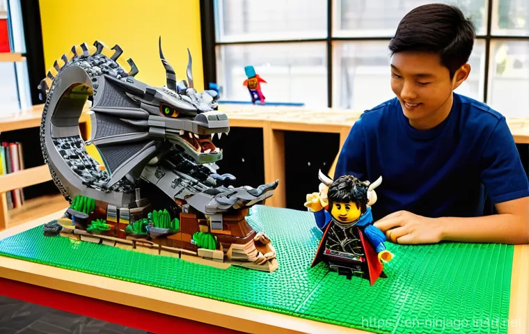 닌자고 레고 유통채널 정보 - **Prompt:** A vibrant, bustling LEGO Ninjago design studio. Diverse designers, young and experienced...