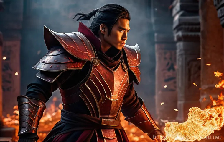 닌자고 주인공들의 트라우마 - Prompt 1: Kai's Fiery Resolve and Protection**