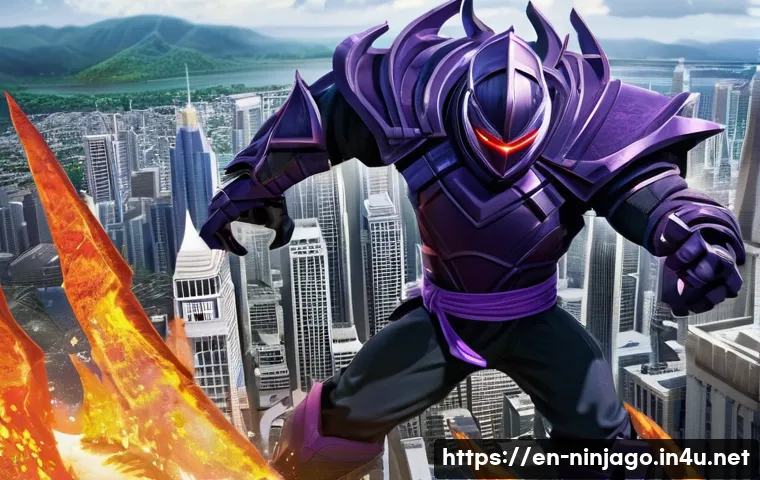 닌자고 닌자팀과 악당 연합 스토리 - **"The Great Devourer's Rampage"**
A panoramic, high-angle shot capturing the colossal Great Dev...