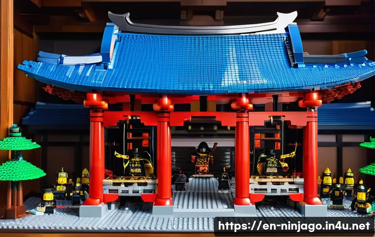 닌자고 레고로 만든 세계 기록 - A colossal Lego Ninjago temple model displayed indoors, measuring approximately 15 feet long, 10 fee...