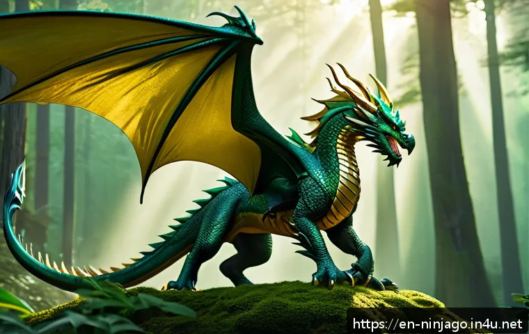 닌자고 닌자와 드래곤의 동맹 - A dynamic scene depicting Lloyd, the brave and determined warrior, astride his majestic Green Dragon...